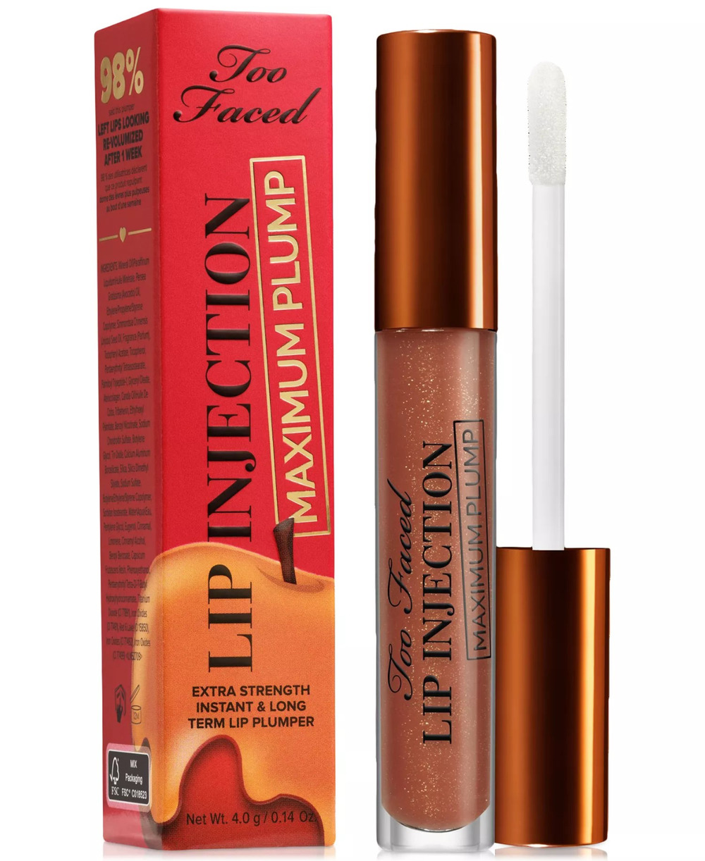 Too Faced Lip Injection Maximum Plump Lip Gloss Plumper Caramel Apple 0.14oz